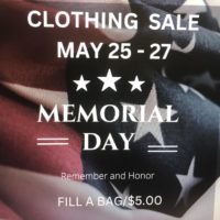 Memorial Clothing Sale
