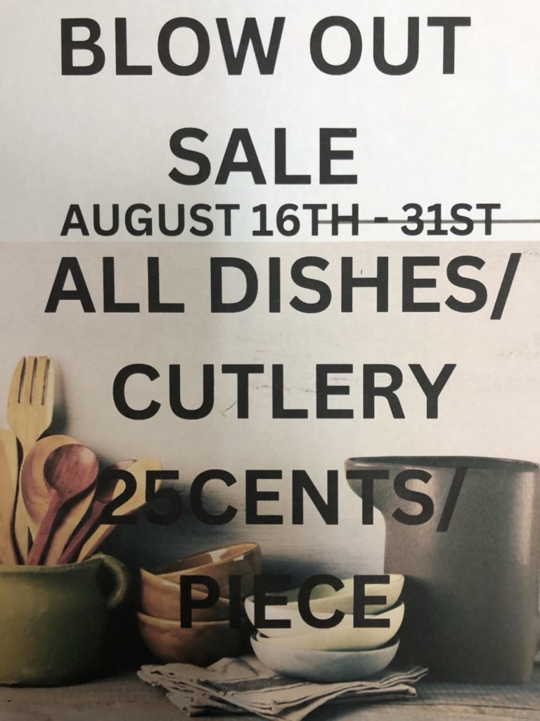 Dish and Cutlery Sale August 16-31