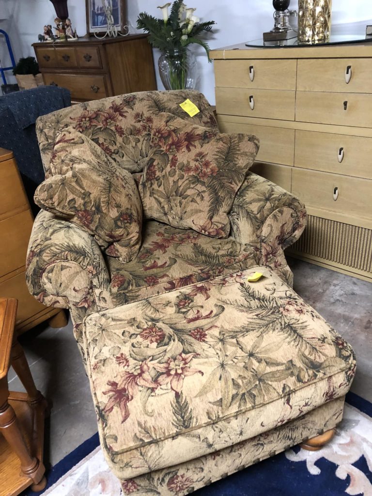 Flowered Chair and ottomon