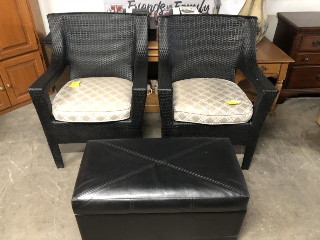 Two chairs plus ottoman