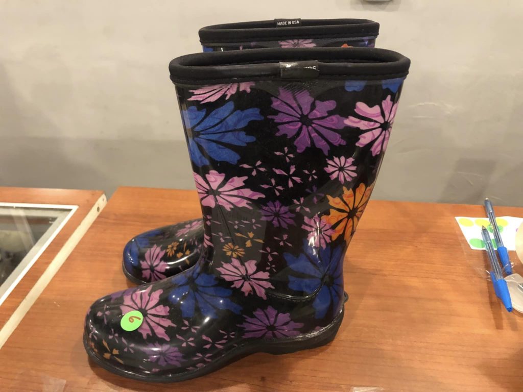Flowered rubber boots