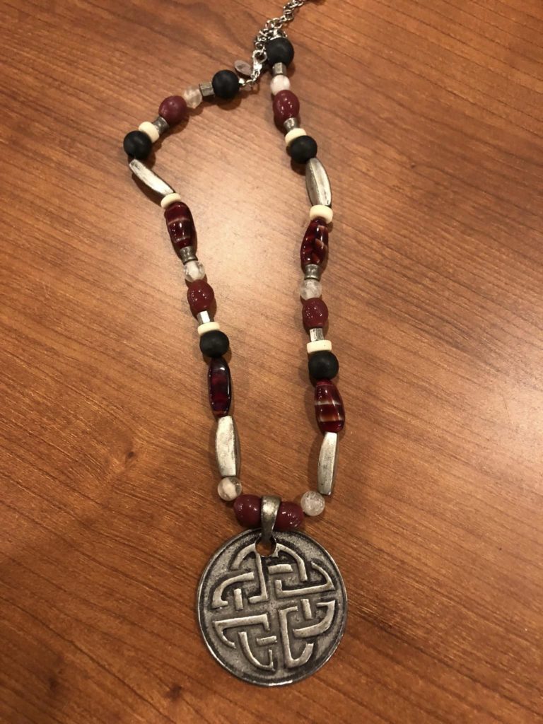 beaded necklace with medallion