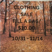 Clothing sale 10/31 - 11/14